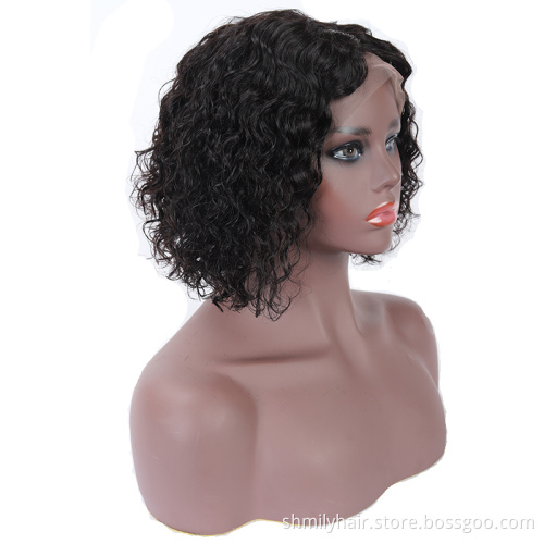 Women Lace Frontal 13*4 Wig For Beginners 1b Indian Natural Color Hair Remy Short Bob Cut Wholesale Indian Kinky Curly Wig